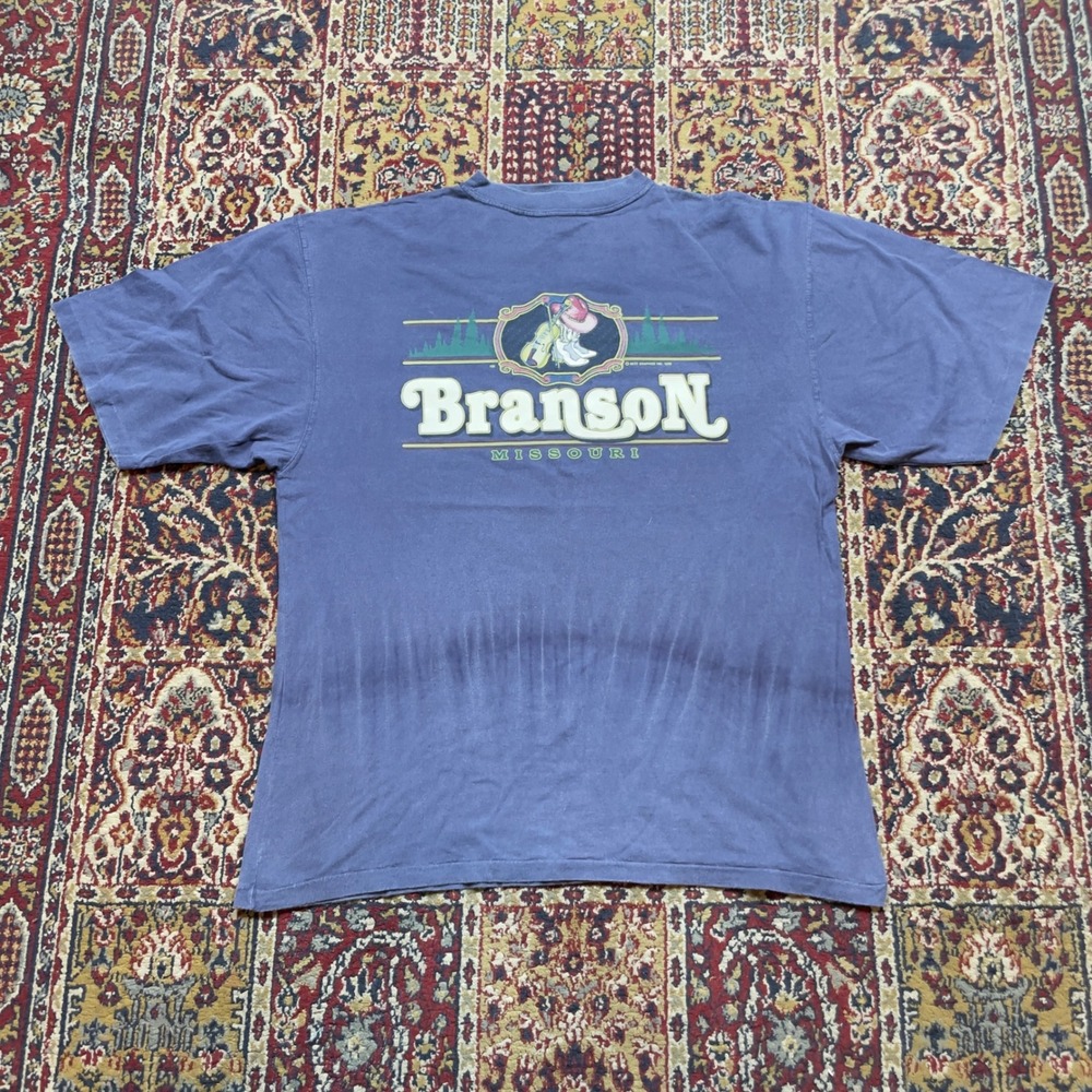 VTG 1993 Branson Missouri T Shirt L Blue Single Stitch‎ Graphic Tee Crest